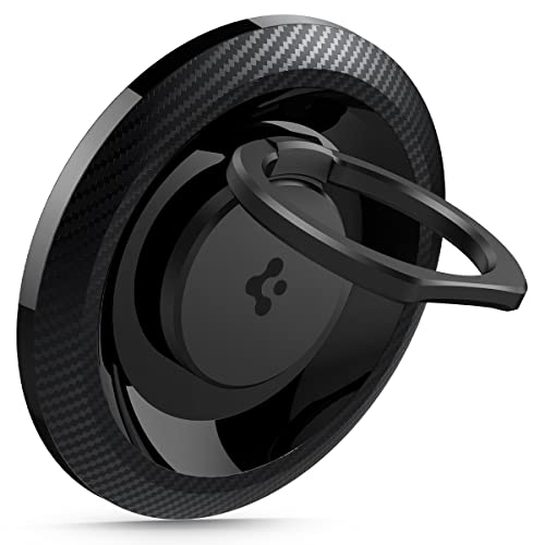 Spigen MagSafe対応 リング マグネット式スマホリング スマホリングスタンド 360 回転 角度調節 可能 ワイヤレス充電対応 iPhone iPhone 16 Pro Max, 16 Pro, 16 Plus, 16, 15, 14, 13, 12対応 OM100 AMP05505 (カーボン)