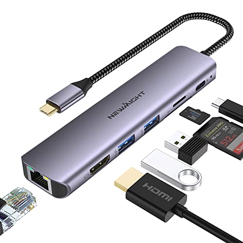 USB C ハブ 7-in-1アダプタ lan hdmi type-c ドッキングステーション ギガビットイーサネット Type-C PD 100W 急速充電 4K@30HZ HDMI 2*USB3.0 高速データ転送 SD/TFカード Macbook