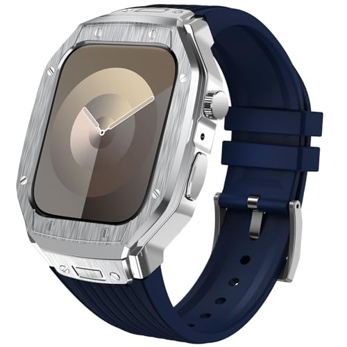YOFITAR for Apple Watch バンドとケースと背面ケースの3in1一体型デザイン 45mm/44mm apple watch 一体型バンド Apple Watch Series 9/SE/8/7/6/5/4対応 メンズ かっこいい