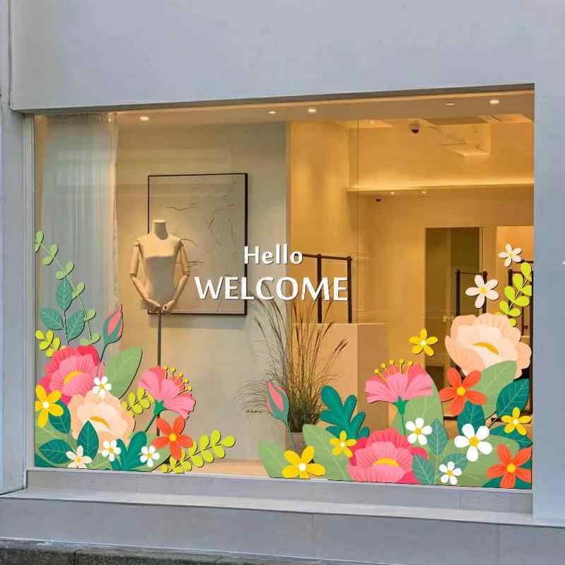 窓用居敷き 花柄 お花 玻璃間借り人 かざり付けるステッカー 喫茶店 販売店 バス発着場 見世物風窓 部屋の入り口 静電気押しとどめる 澄み切った 飾りつけ消印 PVC
