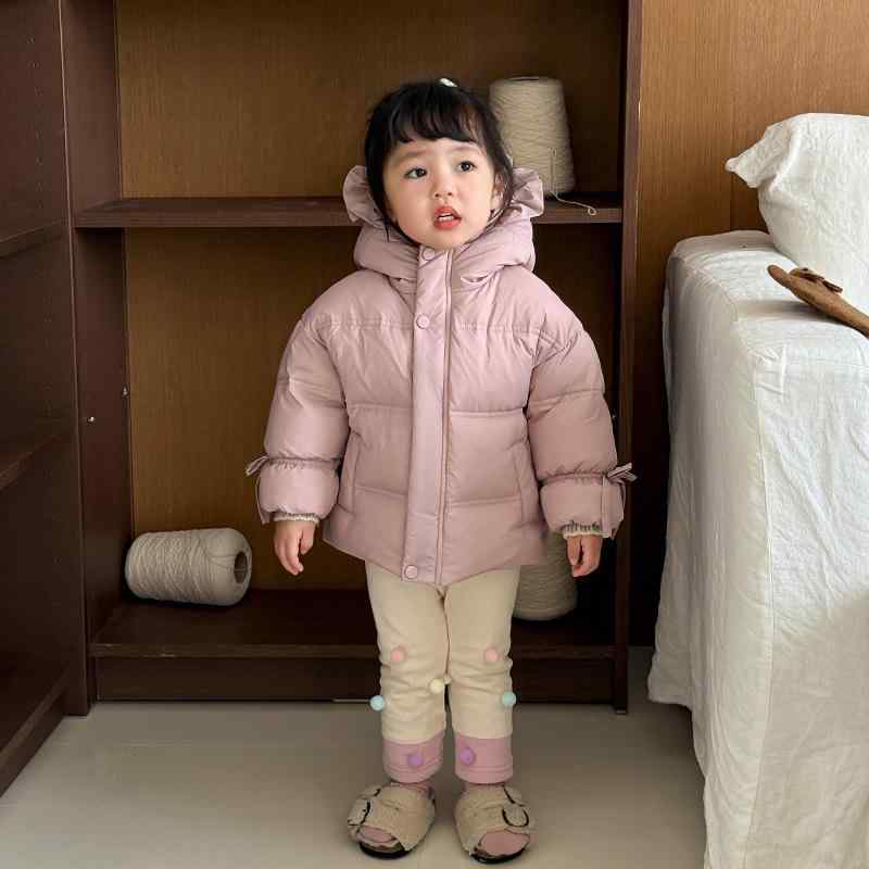 ダウンジャケット 女の子 ベビー フード付き 厚手 極暖 ホワイトダックダウン ゆったり 韓国風 かわいい 無地 ミドル丈 冬用 ジップアップ コート 1歳 2歳 3歳|あじゅり