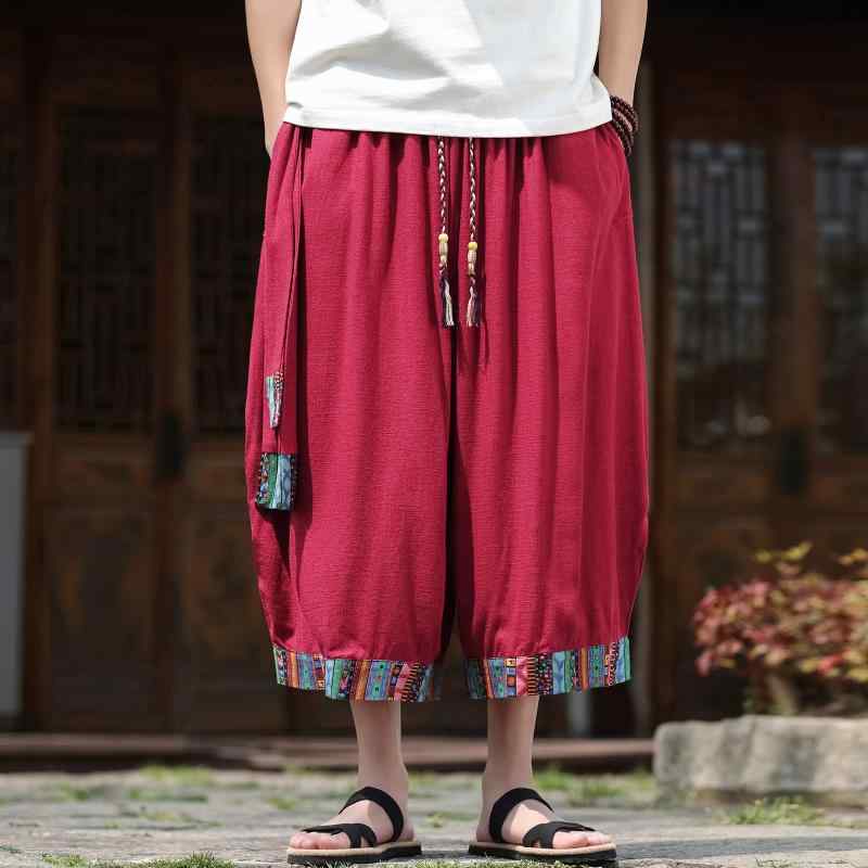 パンツ メンズ 男性用 夏 中華風 和風 レトロ 民族柄 綿麻 七分丈 クロップド 股上深め ストレート ワイド ダンス カジュアル 薄手 ルーズフィット ボトムス 4,322円
