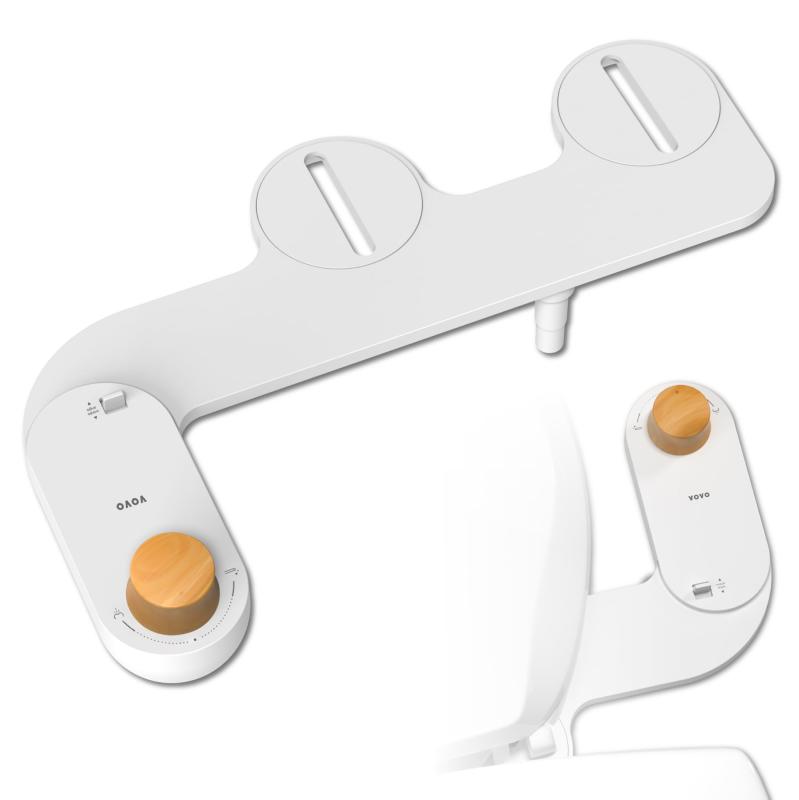 VOVO basic 9 冷水専用 電源不要 スリム便座洗浄ユニット 簡単設置 DIY,水圧?角度調節,竹ダイヤルタイプ、シャワートイレ ビデ、お尻洗浄、セルフ洗浄ズル - ホワイト (Basic 9)
