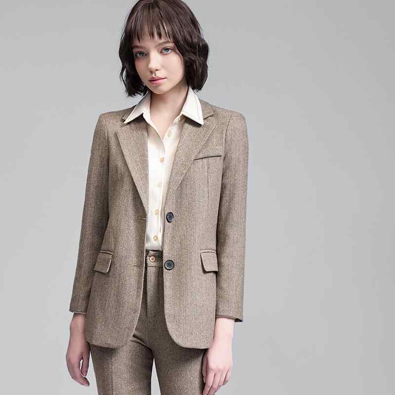 スーツ レディース 女性用 秋冬 セットアップ 通勤 ビジネス オフィス フォーマル 事務服 上品 高級感 エレガント きれいめ 長袖ジャケット ロングパンツ グレー カーキ ベージュ ポリエステル混