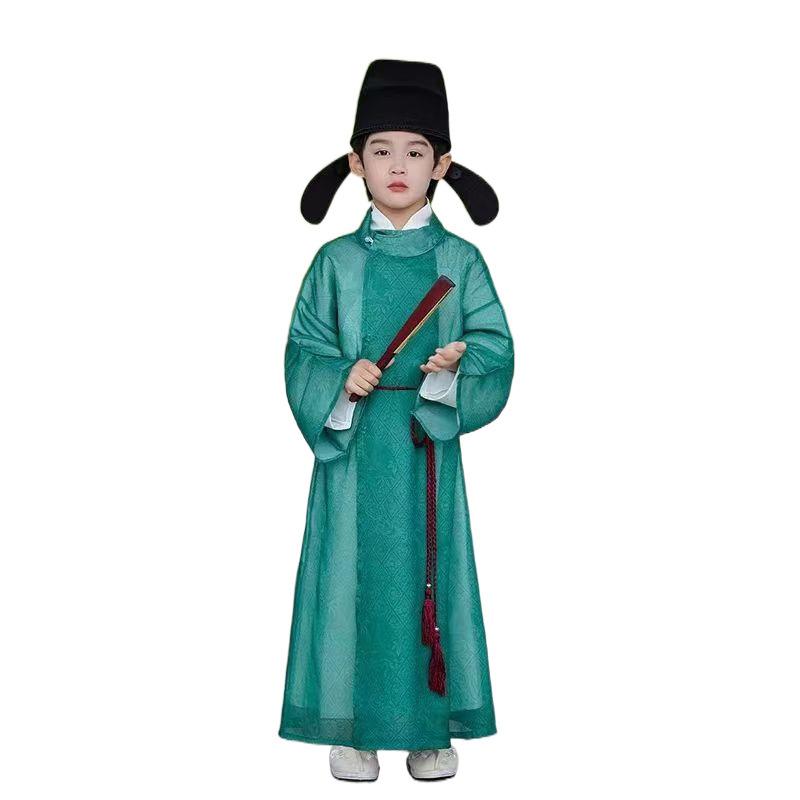 漢服 男の子 中大童 キッズ 綿素材 宋制 唐制 古典風 中国時代劇衣装 春秋 発表会 イベント コスチューム 中華服 舞台衣装