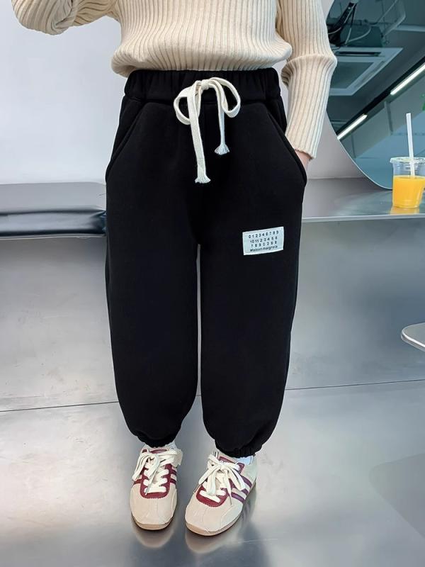 パンツ キッズ 女の子 裏起毛 ジョガーパンツ 厚手 冬用 スウェットパンツ ロングパンツ 綿 スポーツカジュアル 裾絞り 防寒 あったか 無地 シンプル 韓国風 おしゃれ