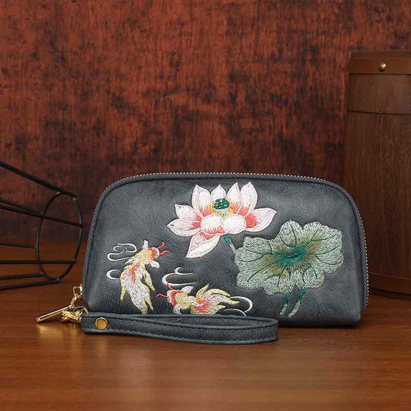 クラッチバッグ 新中華風 刺繍 花柄 カジュアル おしゃれ 財布 スマホ収納 二層構造 多機能 普段使い 万能 耐久性 ハンドメイド 鞄 4,093円