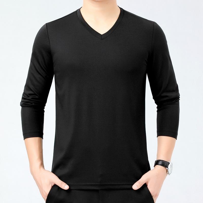 Tシャツ メンズ 男性用 高級感 桑蚕シルク 絹 快適 吸湿速乾 通気性 しわになりにくい 無地 ジャストフィット カジュアル 着回し プルオーバー 長袖 春秋|あじゅり