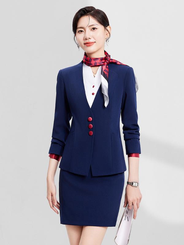 スーツ レディース セットアップ ポリエステル ストレッチ素材 長袖 エレガント 上品 ビジネス オフィス 事務服 ワークウェア 接客 フロント ホテル 客室乗務員 ユニフォーム 職務服