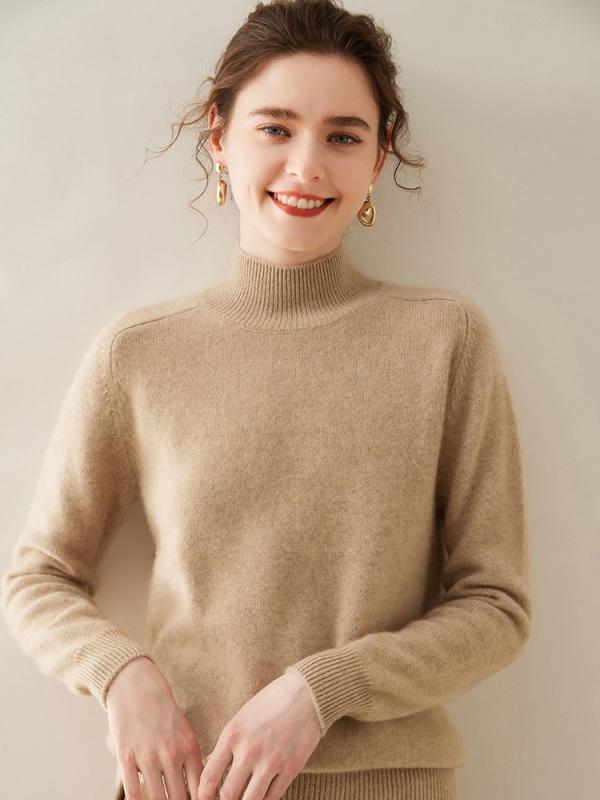 ニット レディース 女性用 カシミヤ セーター ハイネック モックネック 長袖 ゆったり ルーズ オーバーサイズ 柔らか 快適 厚手 保温 プルオーバー 無地 通勤 オフィス 普段使い デイリー カジュアル 着回し 秋冬 高級感｜あじゅり