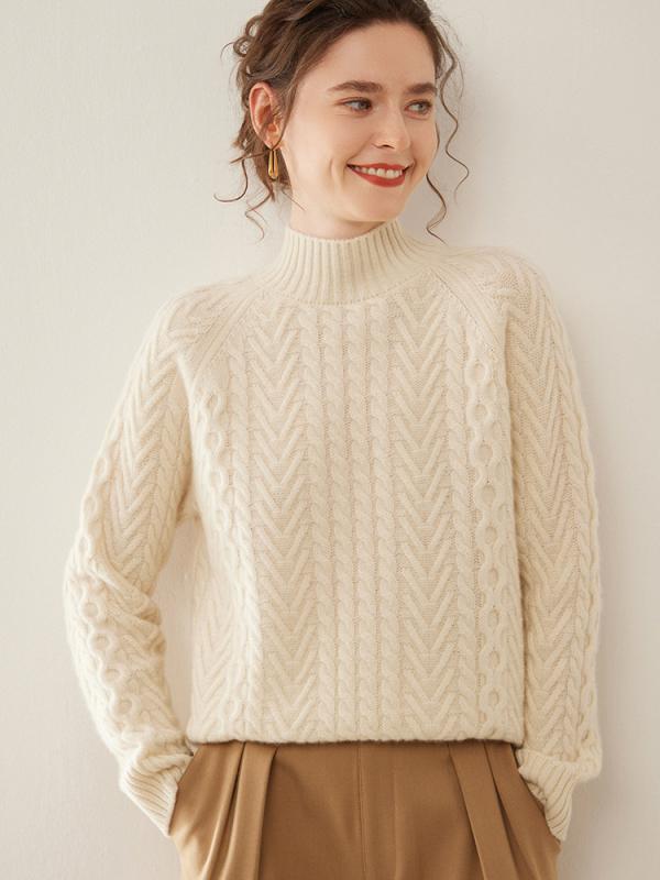 編み物 レディース 秋冬 カシミール混ぜ合わせる 絨毛混 朦々たる 肉厚 ハイネック ティーシャツ ジャガード編み 長袖 ゆったり 伸び伸びする相応う 生あたたかい 保温 プルオーバー トップス 好いたらしいめ心地好い レディースファッション-セーター