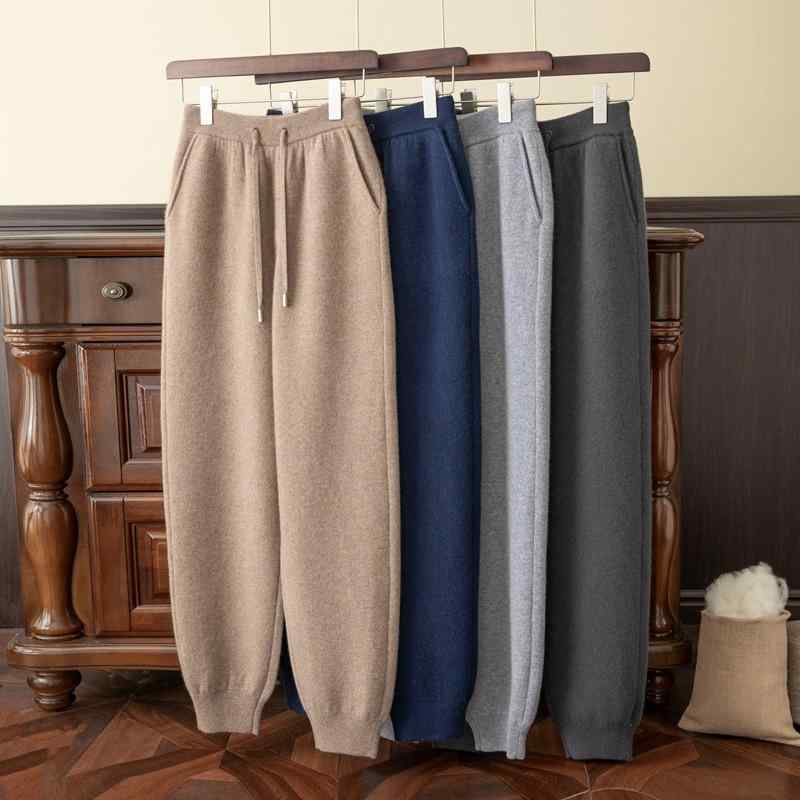パンツ メンズ カシミヤ100% 秋冬 ニット スウェット テーパード 厚手 ゆったり ハイウエスト ストレッチ 無地 暖か 防風 ルームウェア 普段使い 大人カジュアル ボトムス|あじゅり