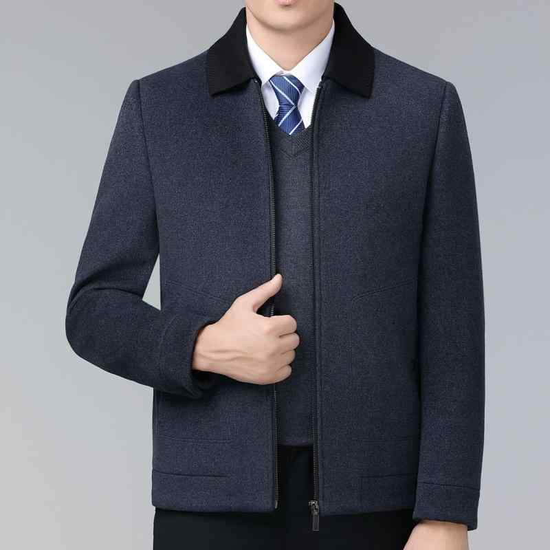 ジャケット メンズ 中年男性 100%ウール カシミヤ混 ダブルカラー ショート丈 防風 高級感 ビジネス カジュアル 上品 秋冬 ポリエステル裏地