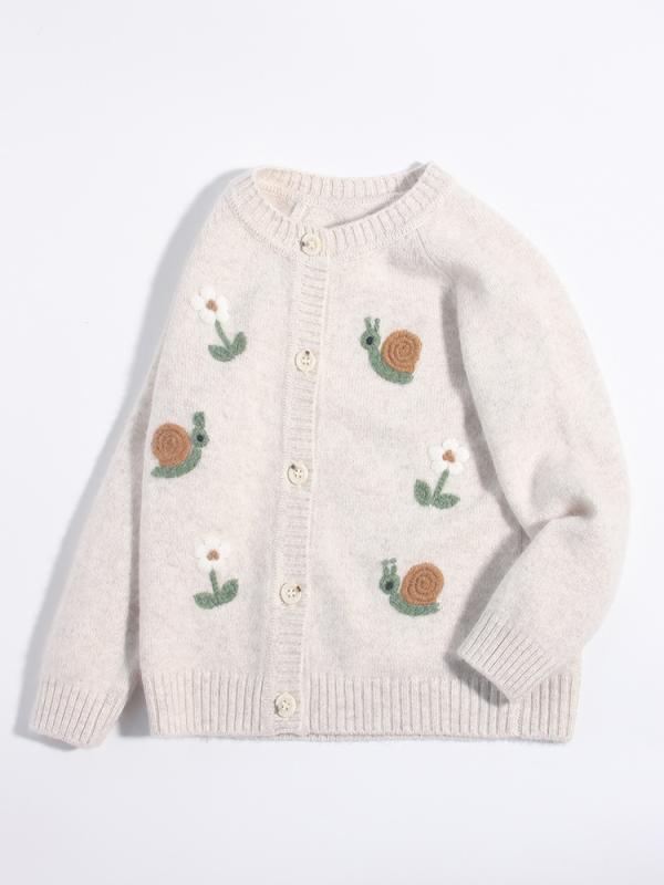キッズ 女の子 カシミヤ セーター ニット 秋冬 クルーネック 丸首 長袖 カタツムリ 刺繍 厚手 暖かい 普段使い デイリー カジュアル かわいい ソフトタッチ｜あじゅり