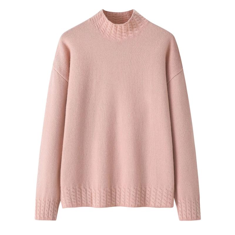 ニット レディース 秋冬 ピュアカシミヤ カシミヤ ハーフネック ハイネック 厚手 トップス セーター ゆったり ルーズフィット インナー 重ね着 普段使い カジュアル 長袖｜あじゅり
