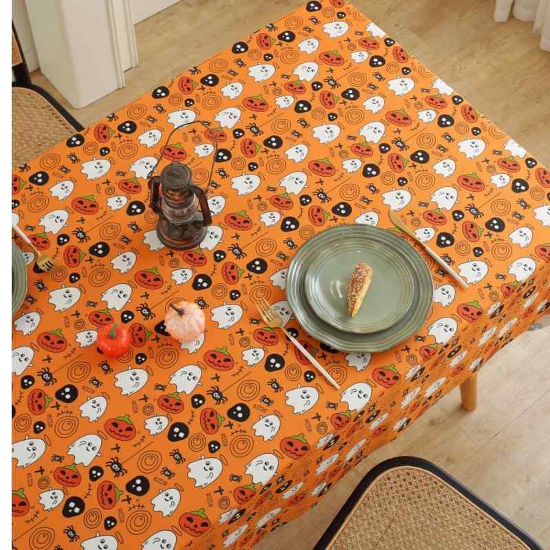 テーブルクロス ハロウィン カボチャ ゴースト パープル フランネル 長方形 パーティー デコレーション 滑り止め 耐熱 食卓カバー 北欧 インテリア