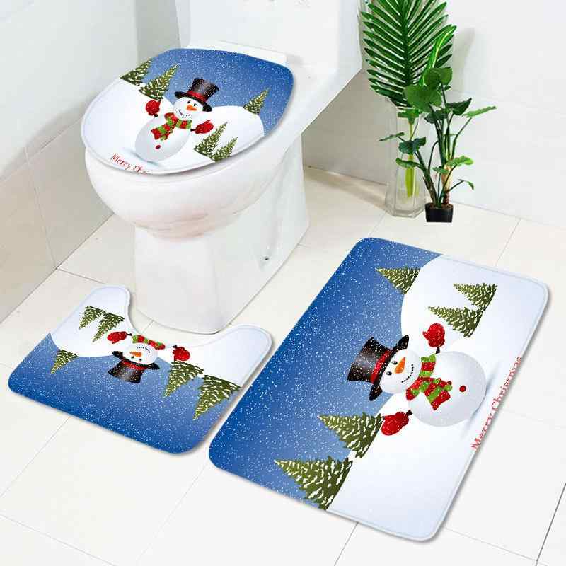 シャワーカーテン トイレマット フロアマット タペストリー セット クリスマス柄 アメリカン デジタルプリント ポリエステル製 防水 防カビ バスルーム トイレ 模様替え おしゃれ 冬用 4,316円