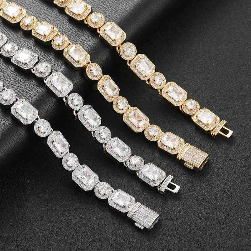ネックレス メンズ 欧米 ヒップホップ スクエアカット ジルコニア 10mm リンクチェーン 真金電気メッキ アクセサリー ストリートファッション B系 ラッパー系 ユニセックス ゴージャス 存在感 高級感 普段使い パーティー