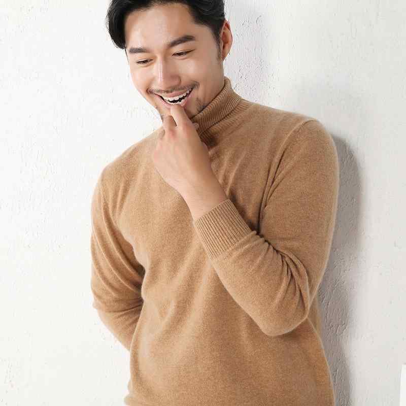 ニット メンズ 男性用 カシミヤ ウール混紡 ハイネック タートルネック プルオーバー 厚手 肉厚 長袖 秋冬 カジュアル ゆったり 保温 防寒 韓国風