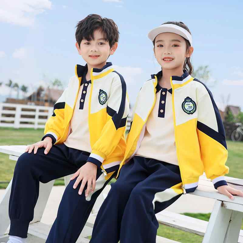 スクールウェア キッズ 男女兼用 幼稚園 小学生 春秋 綿 コットン アカデミー風 運動会 通学 カジュアル 柔らか 快適 3点セット スリーピース
