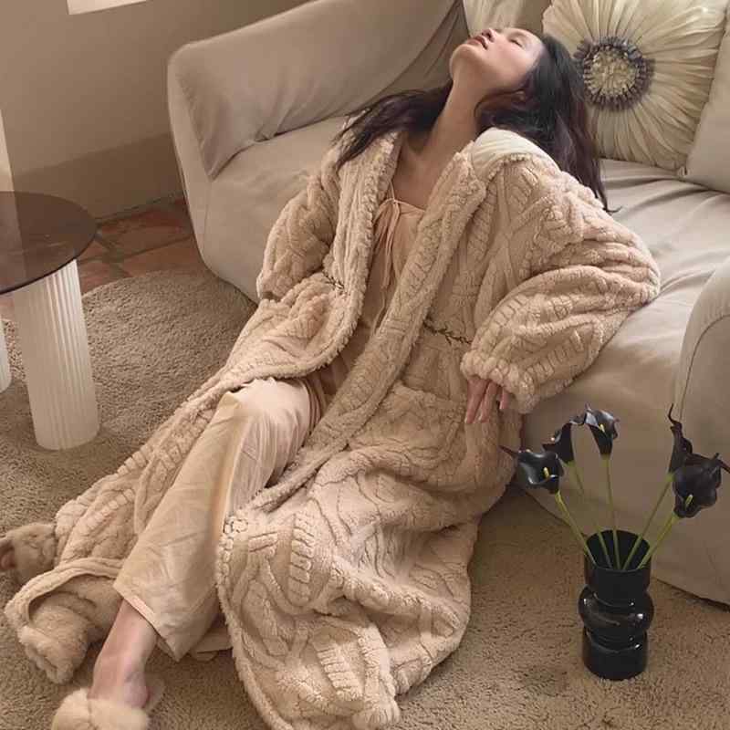 ルームウェア レディース 秋冬 フード付き ガウン 厚手 裏起毛 もこもこ あったか ロング丈 マタニティ 産後 部屋着 ホームウェア バスローブ リラックス ゆったり 快適 カジュアル 6,455円