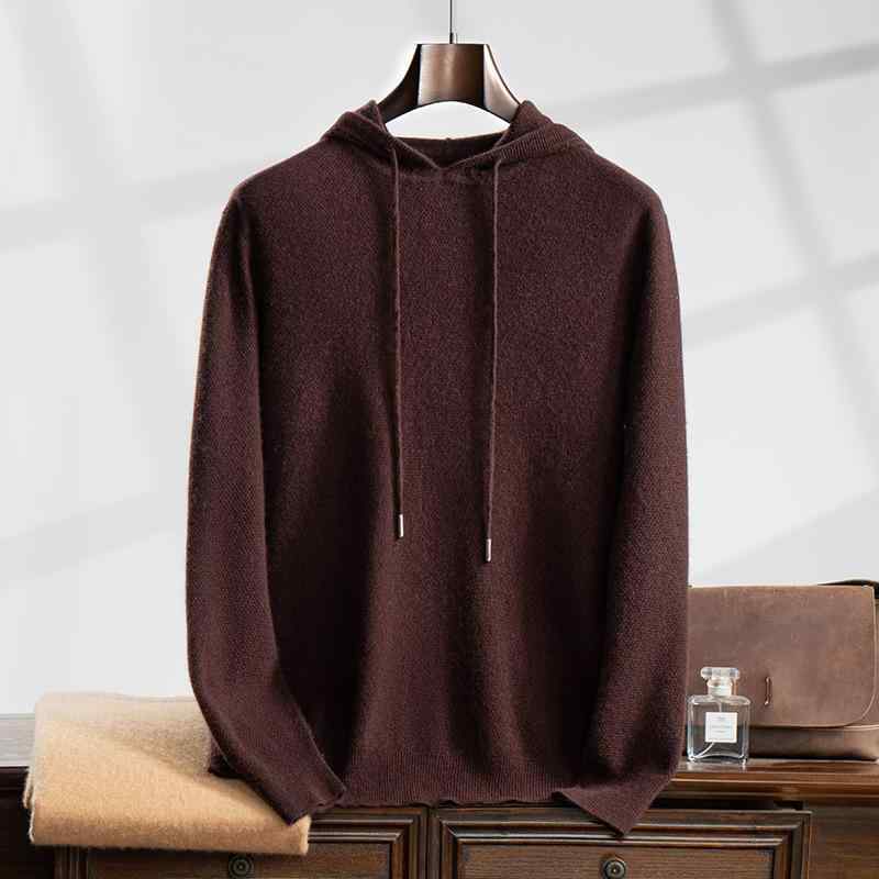 セーター 男性用 メンズ カシミヤ フード付き プルオーバー ニットトップス ゆったり ルーズフィット 厚手 暖か 保温性 無地 ビジネスカジュアル オフィス カジュアルスタイル 秋冬