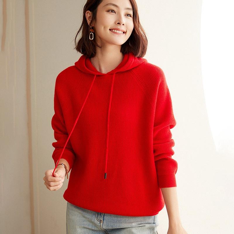 パーカー レディース カシミヤ100% フード付き プルオーバー ゆったり リラックスフィット オーバーサイズ 長袖 セーター ニット トップス 厚手 保温性 暖かい 秋冬 カジュアル 通勤
