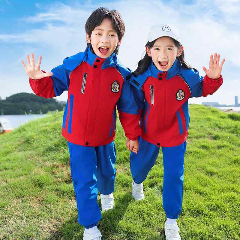 マウンテンパーカー キッズ 男女兼用 幼稚園 小学生 スクールウェア 制服 上下セット 春秋冬 厚手 裏起毛 防風 撥水 通園 通学 アウトドア スポーツ 運動会 ポリエステル カジュアル