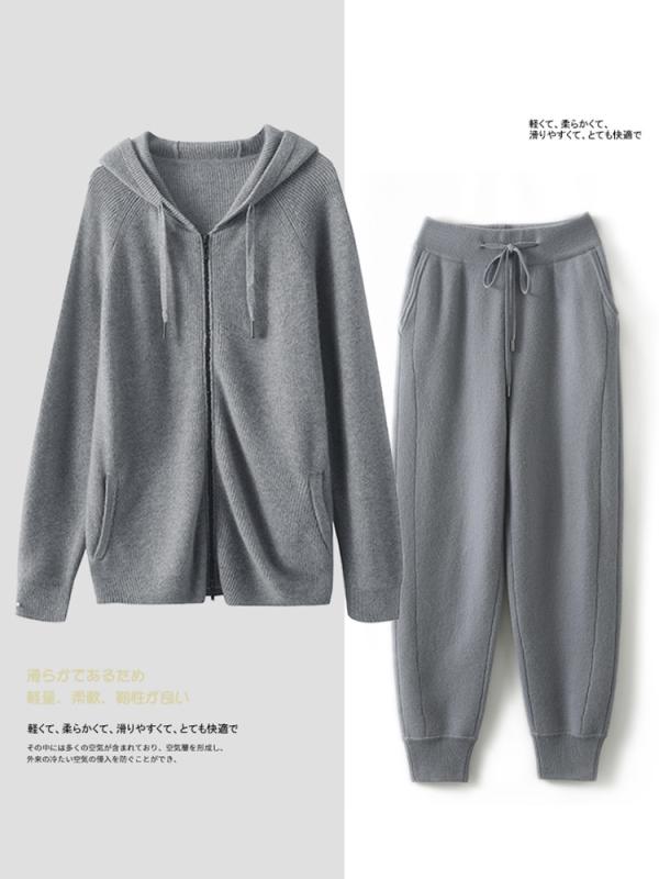 セットアップ メンズ カシミヤ ニット パーカー フード付き 長袖 厚手 裏起毛 ロングパンツ ゆったり ビッグシルエット スポーツ カジュアル リラックス 部屋着 普段使い 冬 大きいサイズ