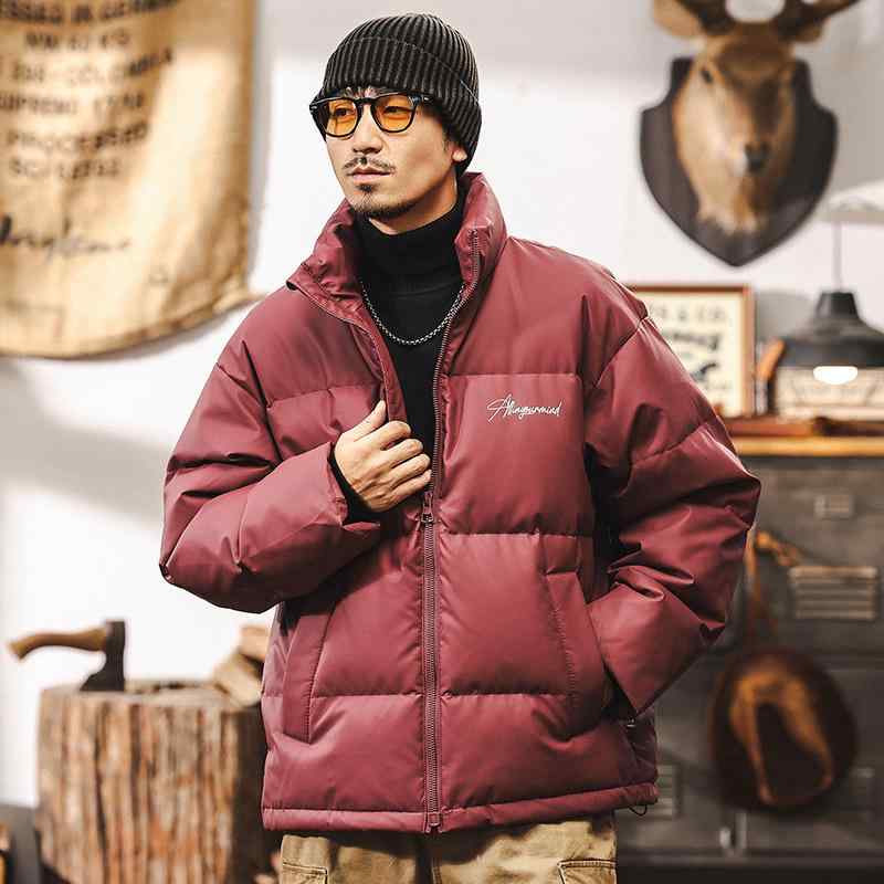 ダウンジャケット メンズ ホワイトグースダウン 600フィルパワー 厚手 防風 防寒 保温性 抗菌 防汚 ロング丈 ルーズフィット ビッグシルエット スタンドカラー ジップアップ ポリエステル素材 アメリカンカジュアル 真冬｜あじゅり