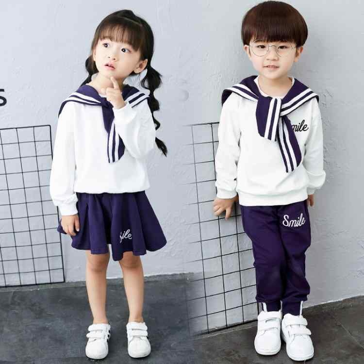 キッズ 女の子 スクール風 スカートセットアップ 長袖 綿混 厚手 秋冬 かわいい 韓国ファッション フォーマル 通園 通学 発表会 普段使い 兄弟姉妹 リンクコーデ マリンルック
