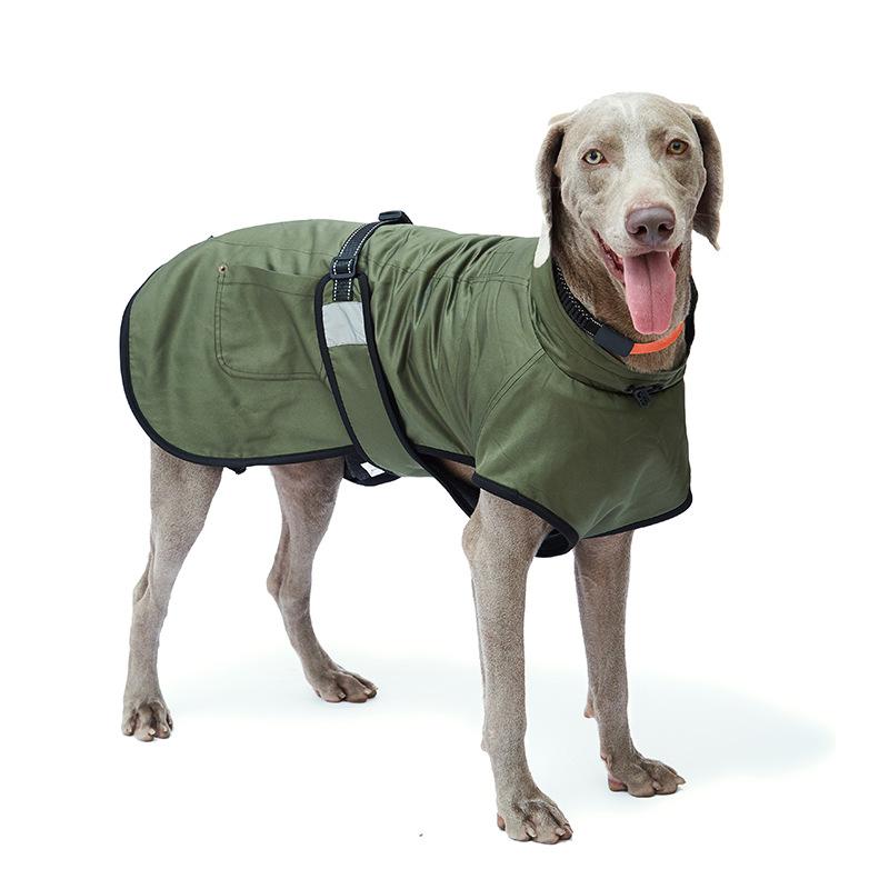 犬服 ドッグウェア 中大型犬 ゴールデン レトリーバー ラブラドール 秋冬 中綿ベスト チョッキ 防水 防寒 保温 あったかい カジュアル ポリエステル 綿 ブラック カーキ
