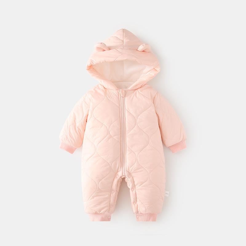 カバーオール ベビー 幼児 中綿入り 厚手 防寒 フード付き 防風 ジップアップ 男女兼用 カジュアル 外出着 おでかけ 秋冬 ポリエステル ナイロン 格子柄 1歳 2歳 3歳