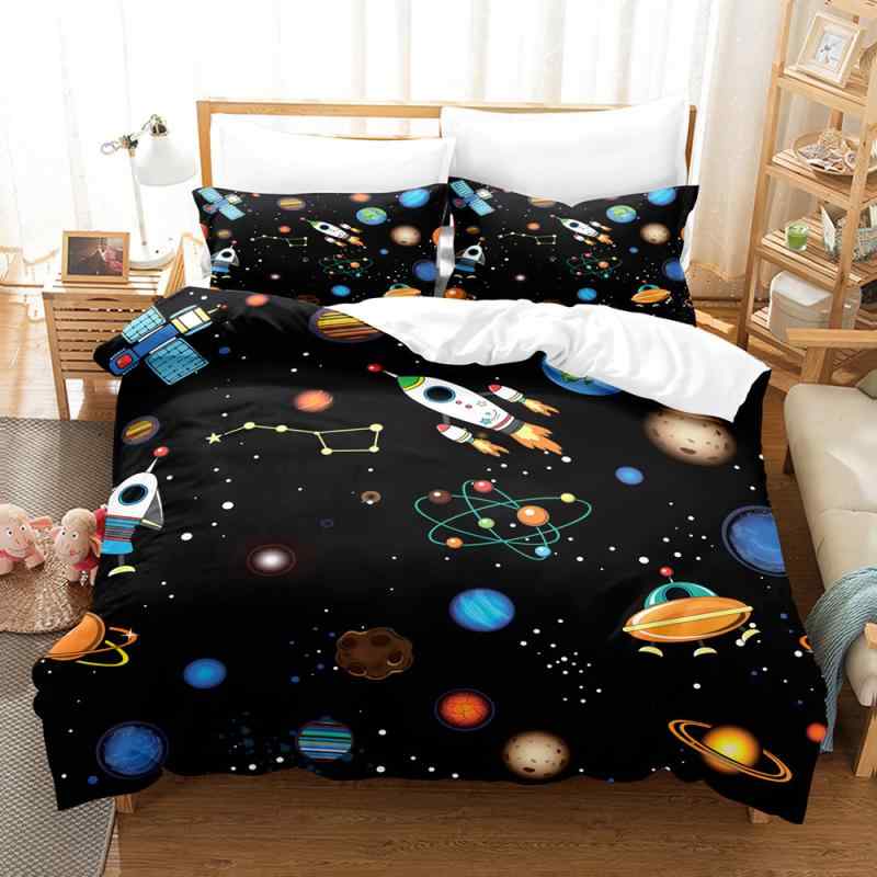 寝具 3Dデジタルプリント 3点セット 星空 宇宙柄 ギャラクシー柄 掛け布団カバー 布団カバー シーツ ベッドシーツ 枕カバー ピローケース 化学繊維 洗濯可能 洗える おしゃれ かっこいい モダン 快適 新生活