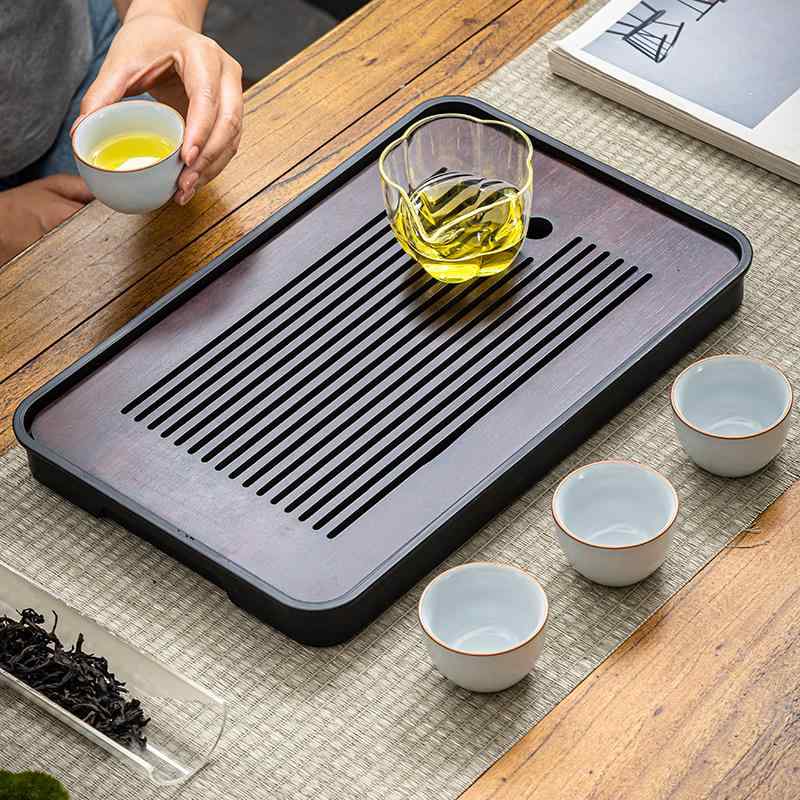 茶盤 竹製 バンブー素材 水切り 貯水式 モダン コンパクト ミニ 茶台 功夫茶器 トレイ 四角 長方形 楕円 円形 ブラック ホワイト シンプル お手入れ簡単