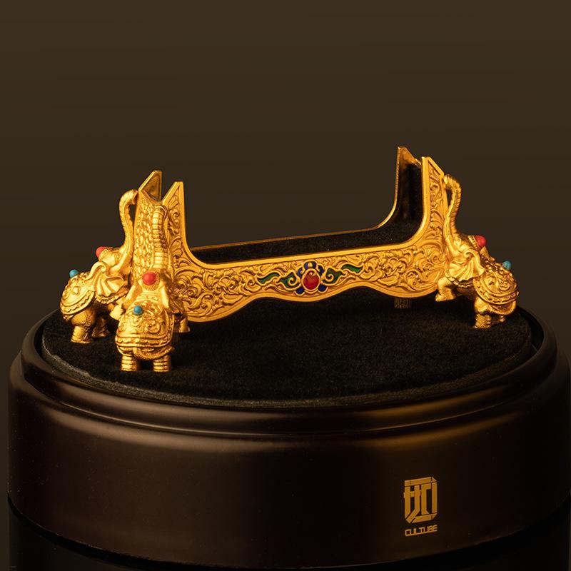 置物 オリジナルデザイン 金色 太平有象 吉祥文様 多彩 幾何学模様 須弥座 タンカ ガウ収納ケース ディスプレイ台 トレイスタンド 金属 アクリル インテリア 飾り コレクション|あじゅり