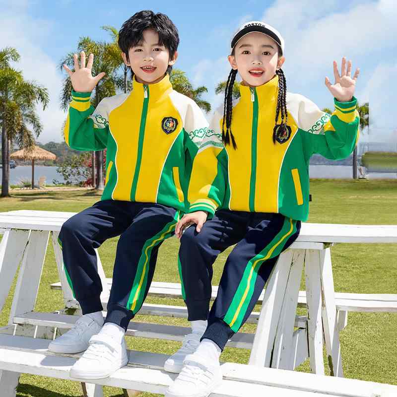 運動着 キッズ 男女兼用 小学生 幼稚園児 黄緑色 切り替え ジャージ セットアップ 2点セット 長袖 ロングパンツ 綿100% 通学 体育 普段使い 部屋着 動きやすい 快適 春夏秋 カジュアルウェア 4,468円
