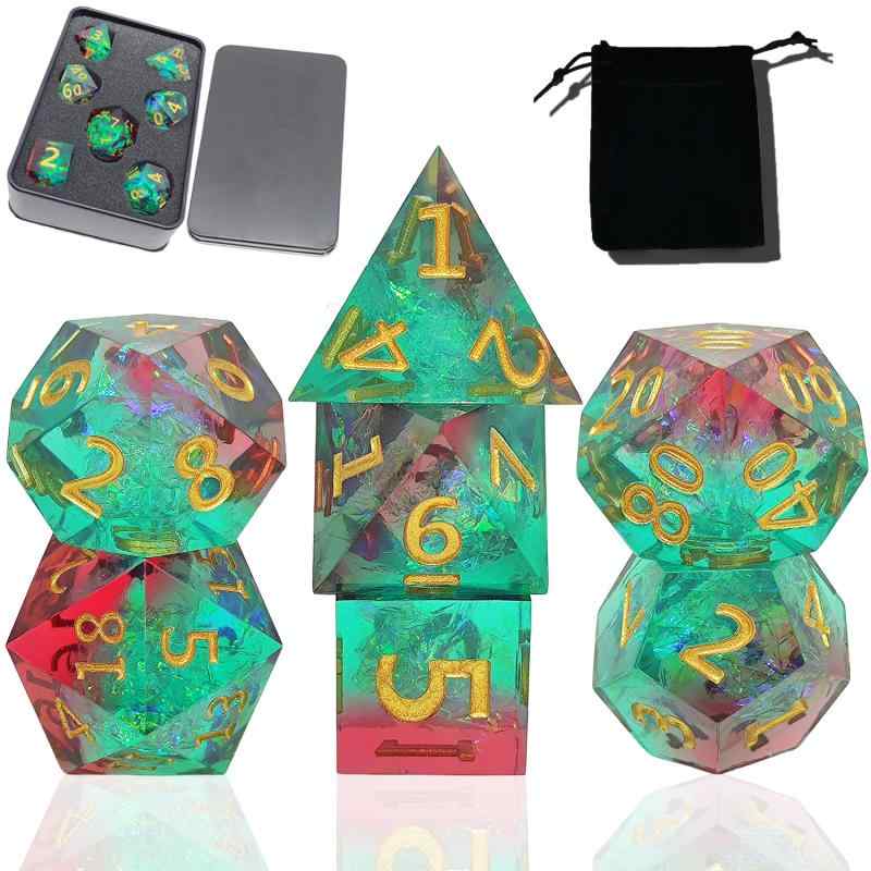 ダイス 鋭角 樹脂 エポキシ樹脂 多面体 D20 クトゥルフ TRPG テーブルトークRPG D&D ダンジョンズ＆ドラゴンズ ボードゲーム ゲーム用 パープル セット