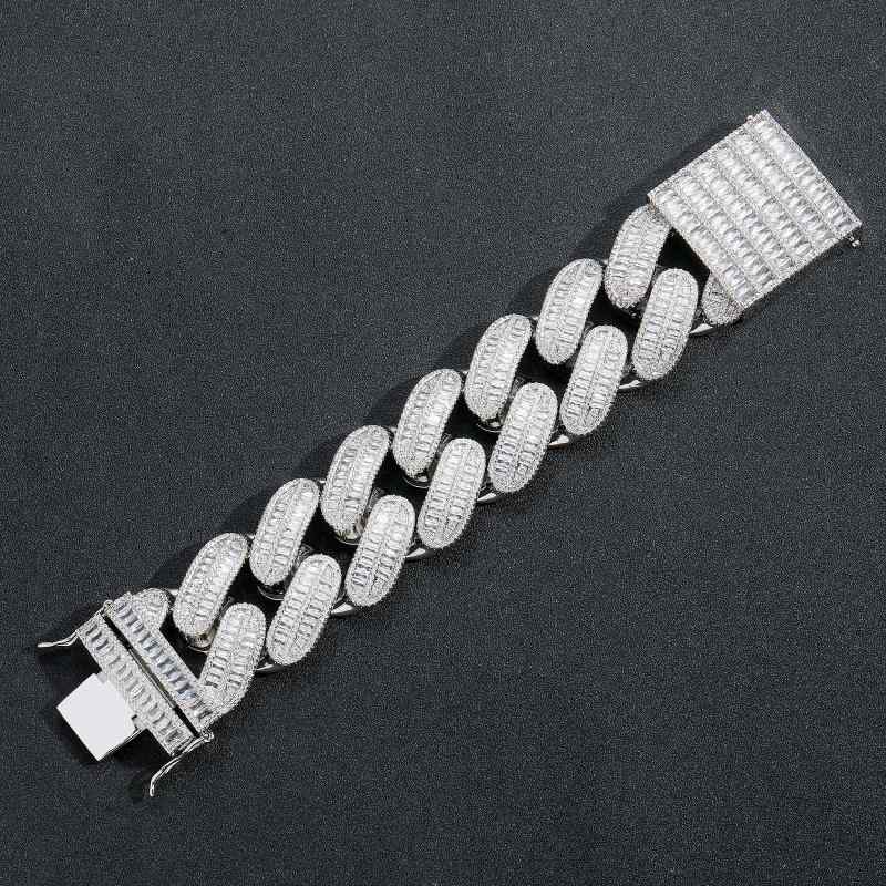 ブレスレット メンズ レディース ユニセックス 太め 40mm キューバンチェーン 全面バゲットカットジルコニア 真金電気メッキ加工 個性的 ヒップホップ パンク 銅製 ゴールド シルバー 幾何学模様 ストリート ダンス｜あじゅり 9,861円
