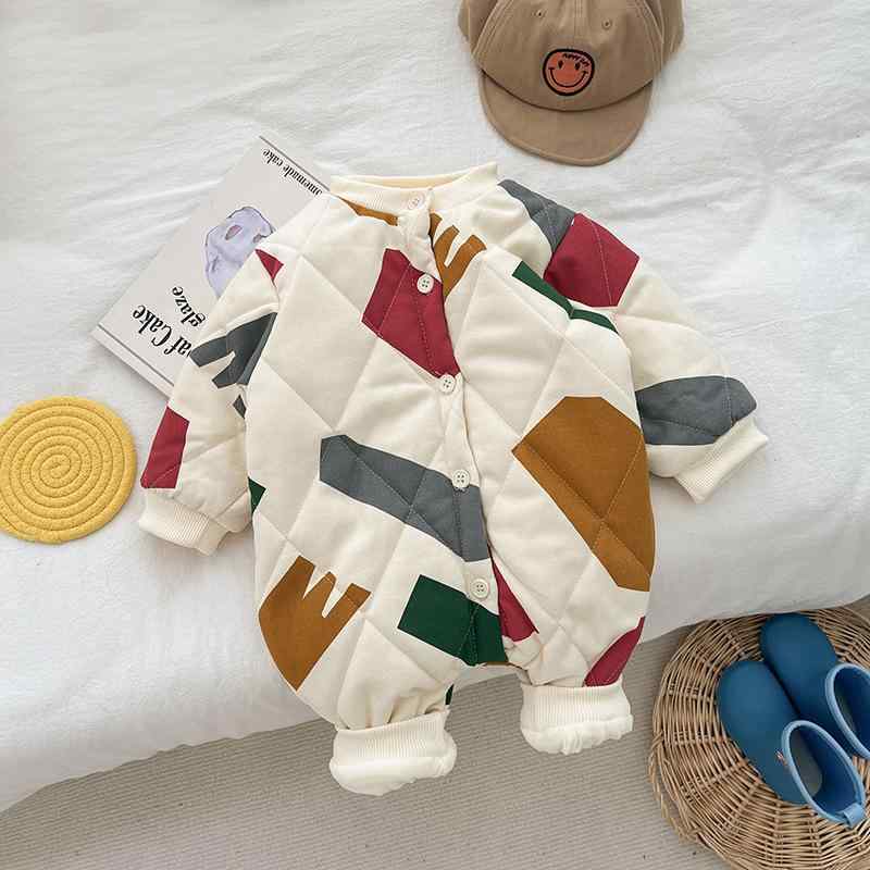 カバーオール ベビー 男の子 新生児 赤ちゃん 韓国風 綿100% コットン 裏起毛 厚手 保温 あったか 防寒 普段使い お出かけ 部屋着 秋冬