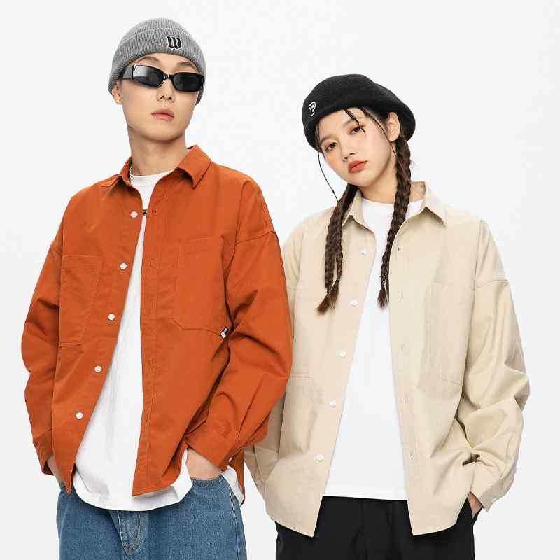 シャツ メンズ 綿 高級感 カジュアル 長袖 ウォッシャブル イージーケア ゆったり ビッグシルエット スタンドカラー 無地 普段使い 通勤