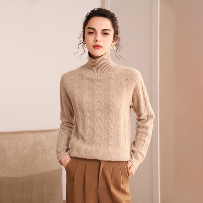 セーター レディース 女性用 カシミヤニット ハイネック タートルネック プルオーバー 厚手 肉厚 ショート丈 無地 マルチカラー 上品 エレガント あったか 防寒 秋冬 オフィス 通勤