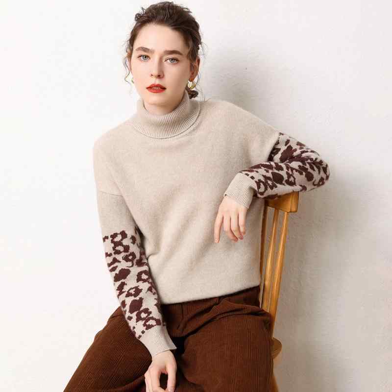 セーター レディース ゆったり カシミヤ タートルネック プルオーバー 厚手 あたたかい ヒョウ柄 ジャカード 上品 通勤 オフィス 秋冬 10,049円
