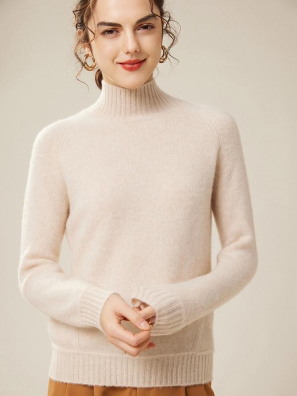 ニット レディース 秋冬 カシミヤ100% ピュアカシミヤ ハイネック モックネック プルオーバー 長袖 ゆったり ルーズフィット 無地 厚手 暖かい 上質 高級感 通勤 普段使い セーター トップス