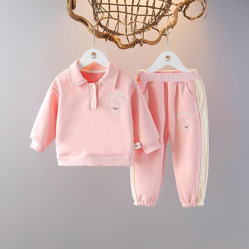 キッズ ベビー 女の子 セットアップ 秋冬 裏起毛 トレーナー スウェット トップス パンツ ズボン 2点セット かわいい おしゃれ 暖かい 保温 防寒 綿混 コットンブレンド 普段使い 部屋着