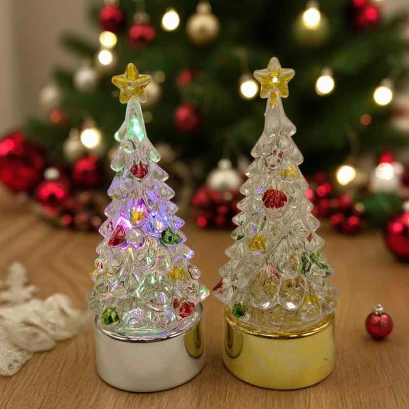 クリスマスツリー 光る オブジェ ナイトライト 常夜灯 置物 プラスチック製 ゴールド シルバー クリスマスデコレーション 雰囲気演出 モダン インテリア