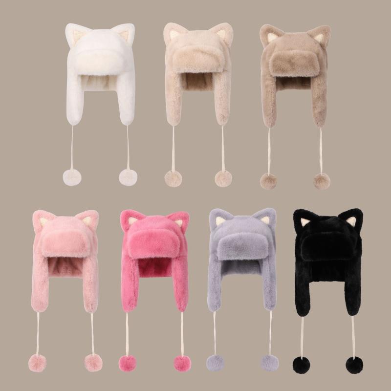帽子 キッズ 女の子 かわいい フライトキャップ 冬 防寒 裏起毛 厚手 防風 保温 アウトドア サイクリング 耳当て付き ポンポン ファーボア 通園 通学 雪遊び