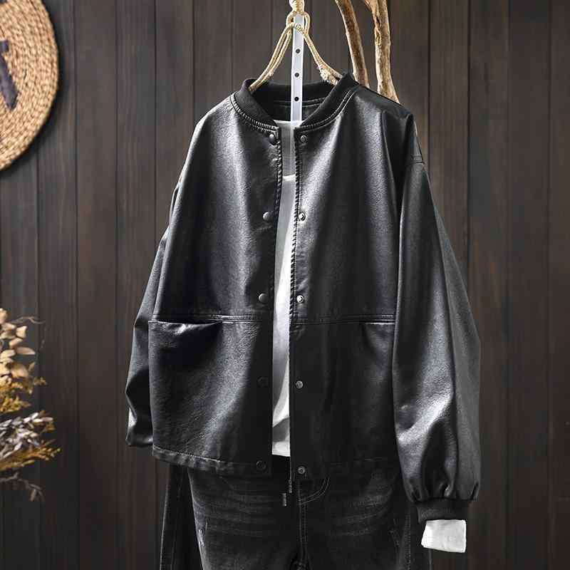 レザージャケット レディース 柔らかな 合皮 フェイクレザー スタンドカラー ダブルポケット スタジャン風 ブルゾン ゆったり ルーズシルエット 秋冬 アウター きれいめカジュアル 通勤