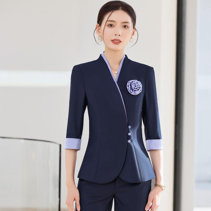 スーツ レディース セットアップ 春夏 オフィス 事務服 受付 接客 制服 宝石店 美容師 エステティシャン セラピスト 上品 エレガント 高級感 ビジネス プロフェッショナル