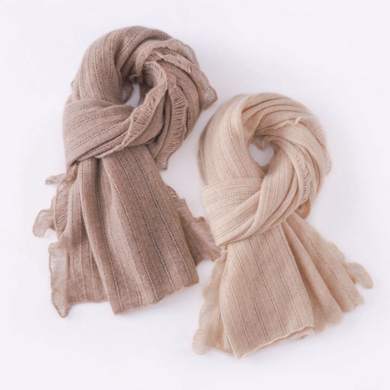 マフラー レディース 秋冬 おしゃれ ファッション 透かし編み フリンジ ニット カシミヤ 大判 ショール ストール 保温 防寒 普段使い デイリーユース